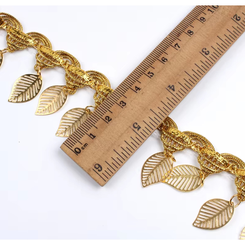 1yard Fringe Sequins Paillette Tassel Ribbon Braided Gold Lace Dancing Performance Suits Wedding 手工金色吊坠花边 (4003L) - Image 7
