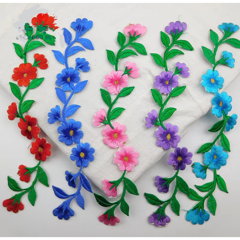 New Style Embroidered Flower Waistband Collar DIY Decorative Long Flower Pattern Patch Clothing Accessories 刺绣布贴 (4008L) - Image 5