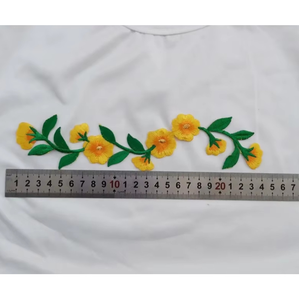 New Style Embroidered Flower Waistband Collar DIY Decorative Long Flower Pattern Patch Clothing Accessories 刺绣布贴 (4008L) - Image 2