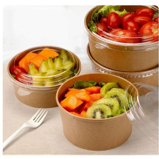 900ML/1150ML Brown Paper Bowl with Lids, Disposable Bowls for Salad, Soup, Hot/Cold Food-Microwave & Freezer Safe(3098L) - Image 2