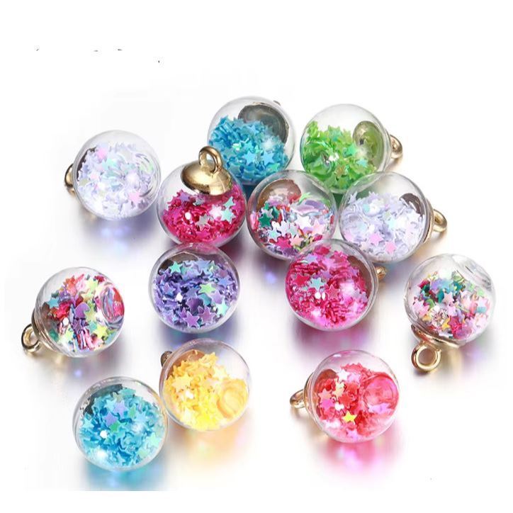 21x16mm Transparent Glass Ball Charms Pendant with Tiny Rhinestones Star Sequins Foam for Necklace Jewelry DIY(3101L) - Image 3