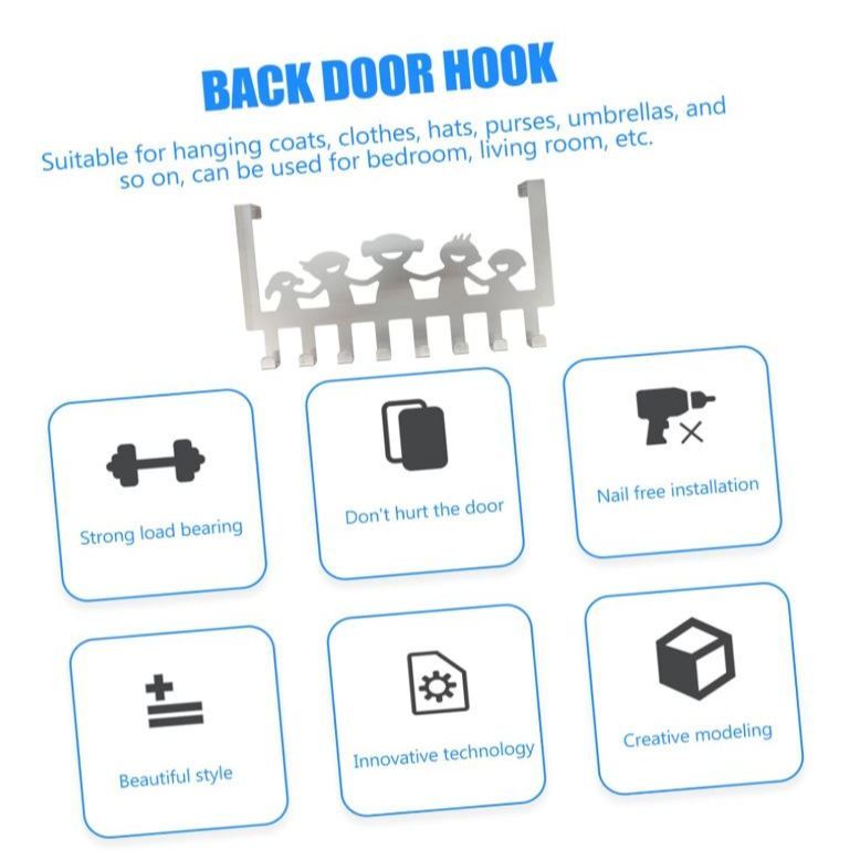 Stainless Steel Door Back Hook Non-Marking Punch Storage Hook for Cloths Hats Towels Easy Install Space Saver (3133L) - Image 6