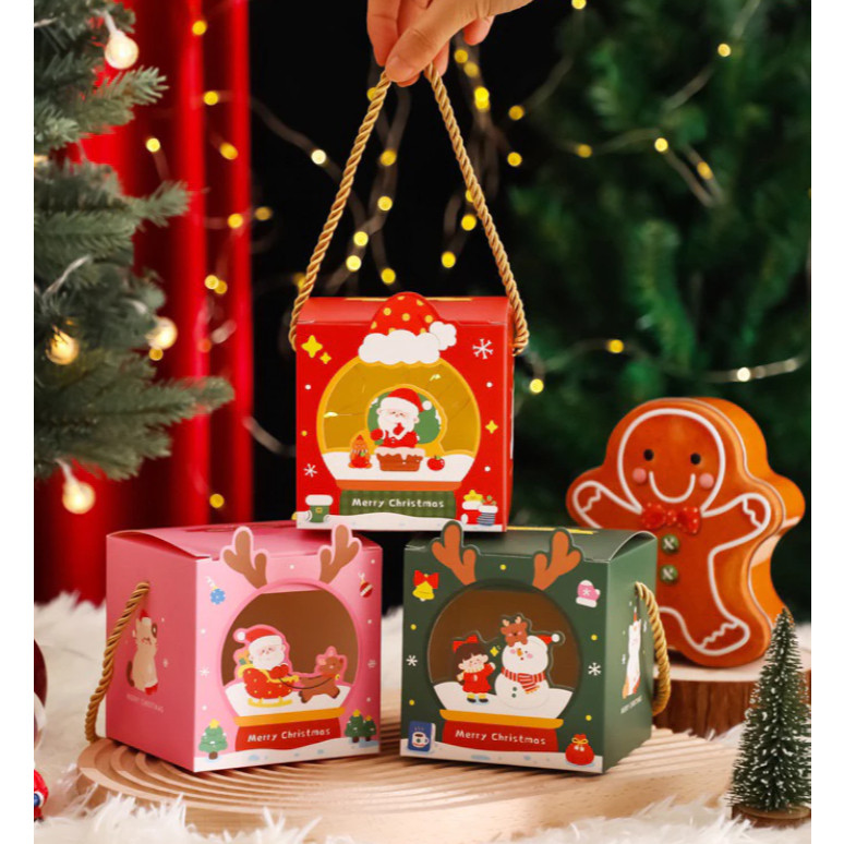 1pc New Christmas apple box open window cute handheld children's candy bags cartoon Christmas Eve gift box(3158L) - Image 2