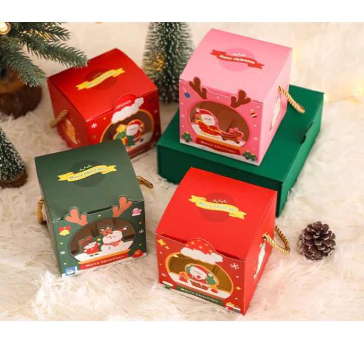 1pc New Christmas apple box open window cute handheld children's candy bags cartoon Christmas Eve gift box(3158L) - Image 5