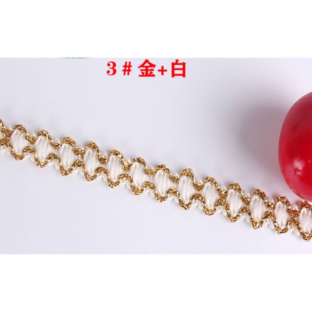 1yard 5mm Cute Gold Silver Line Fabric Dotted Wavy Centipede Belt Lace Trim Clothing Home Textiles 小香风花边 辅料金色花边(2086L) - Image 7