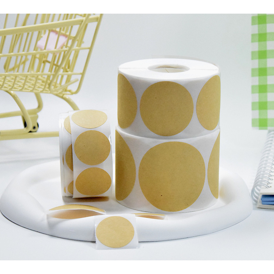 1inch Round Colourful Brown Label Stickers Reusable Waterproof Stickers for Containers Jars 彩色牛皮纸圆形不干胶贴 (3018L) - Image 2