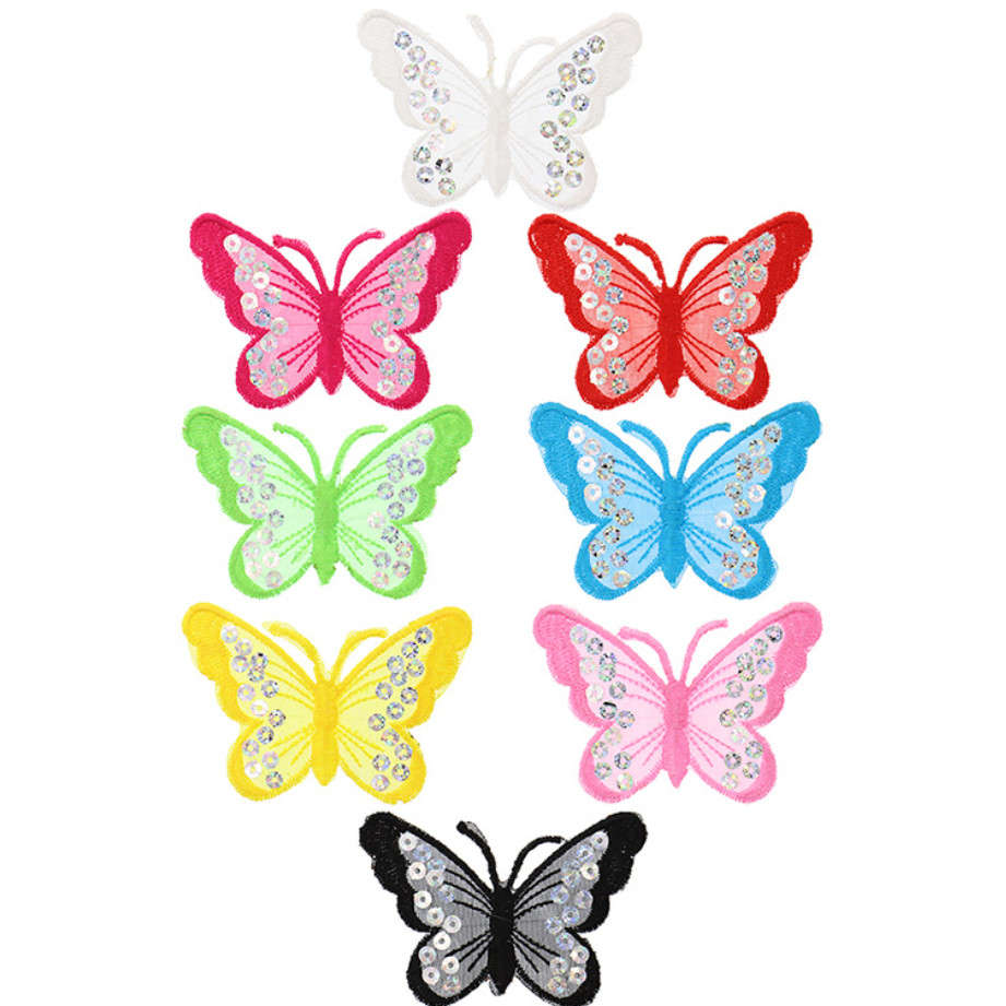 1pc Mixing Sequins Patch Embroidered Butterfly Iron On Patches For Clothing Badge Sticker Apparel Accessories刺绣蝴蝶(4007L) - Image 8