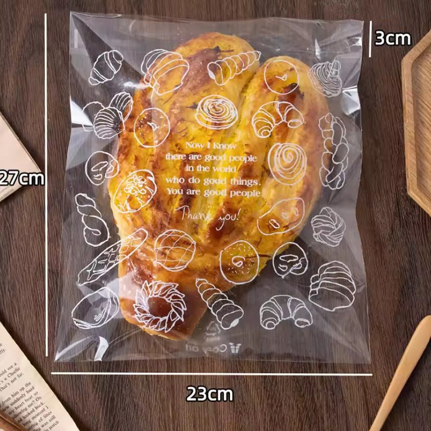 20pcs Clear Self-sealing Bags For Bakery Breads, Doughnuts, Croissants, Disposable Packaging For Kitchen 透明面包包装袋(4011L) - Image 10