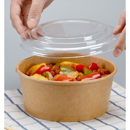 900ML/1150ML Brown Paper Bowl with Lids, Disposable Bowls for Salad, Soup, Hot/Cold Food-Microwave & Freezer Safe(3098L) - Image 3