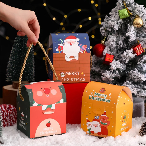 Christmas Gift Box Candy Chocolate Biscuit Packaging Box Bags Xmas Eve Apple Boxes Carrying Case New Year Party (3159L) - Image 3