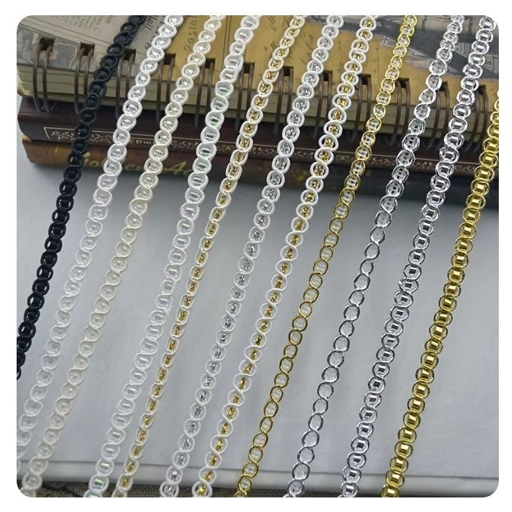 1yard 5mm Cute Gold Silver Line Fabric Dotted Wavy Centipede Belt Lace Trim Clothing Home Textiles 小香风花边 辅料金色花边(2086L) - Image 5