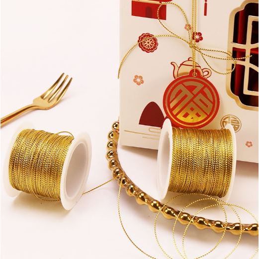 1roll 22m 1mm Gold Metallic Cord Braided Rope For Christmas Gift Packing Wrapping Twine Ribbon DIY (3045L)
