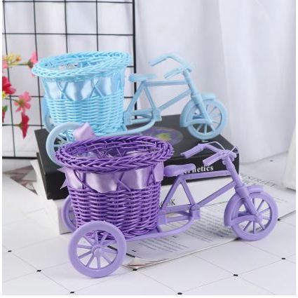 White Bicycle Decorative Flower Basket Wedding Decoration Plastic Tricycle Design Pot Storage Party(3062L) - Image 3
