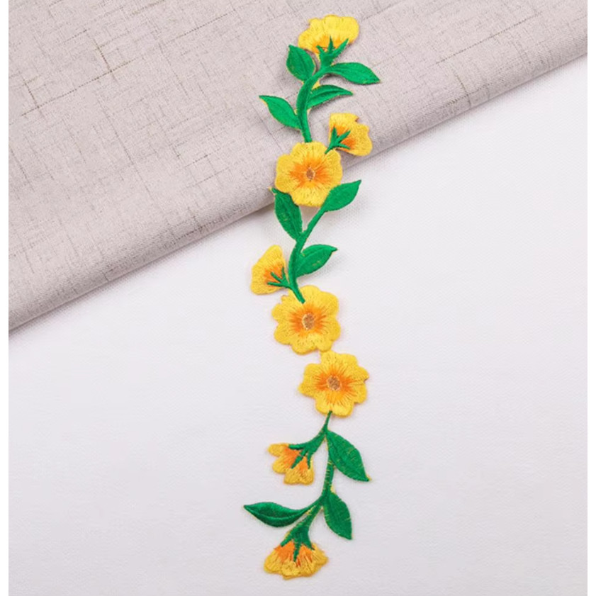 New Style Embroidered Flower Waistband Collar DIY Decorative Long Flower Pattern Patch Clothing Accessories 刺绣布贴 (4008L) - Image 11