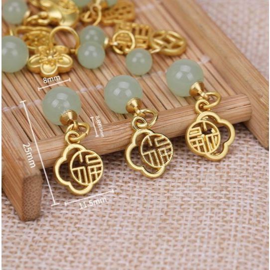 Jade Green Fortune Brand Pendant Color-preserving Ancient Golden Fortune Brand Bracelet Pendant DIY (3080L) - Image 6