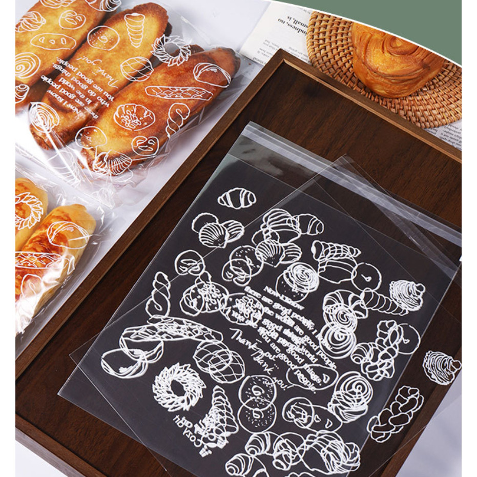 20pcs Clear Self-sealing Bags For Bakery Breads, Doughnuts, Croissants, Disposable Packaging For Kitchen 透明面包包装袋(4011L) - Image 6