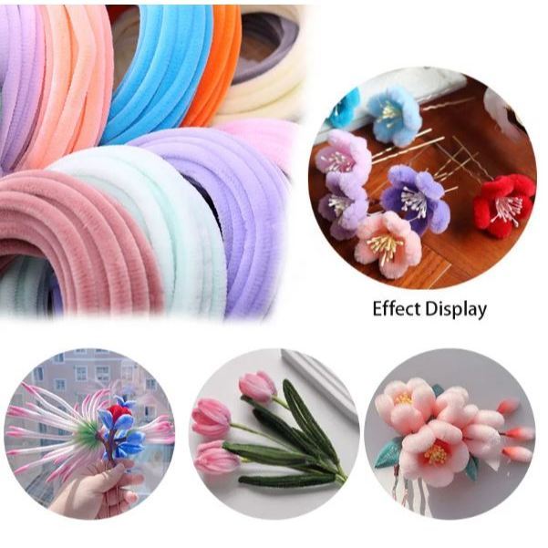 100pcs/lot Kids Creative Colorful Glitter Plush Bend Soft Felt Strip DIY Chenille Sticks Craft Educational Toy (3123L)