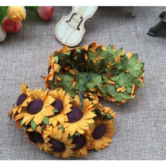 10pcs/lot Small Fake Simulation Sunflowers Small Fake Silk Sunflowers Faux Yellow Flowers Bulk for Craft Party (3124L) - Image 2
