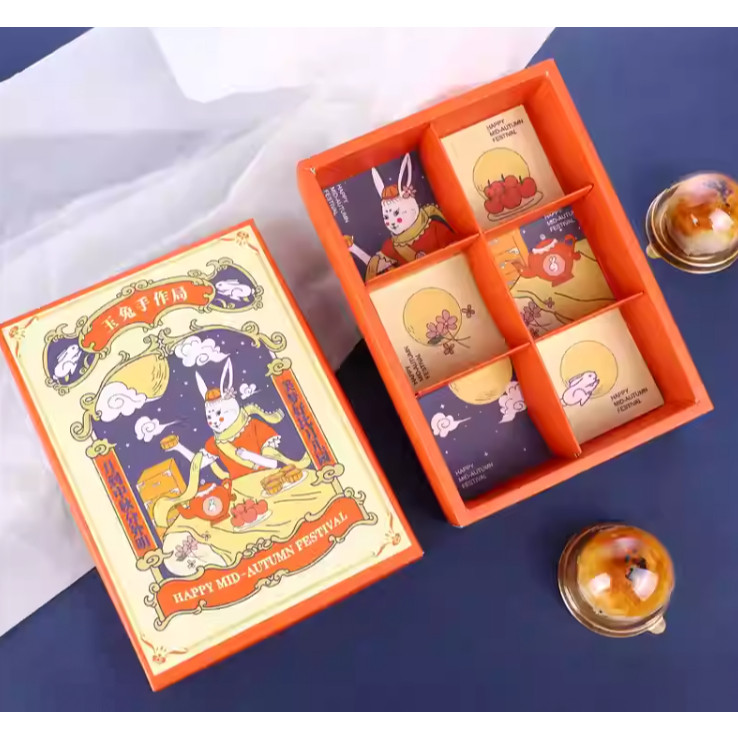 Mid-Autumn Festival Moon Cake Packing Box Boxes for Packaging Gift Bags with Handles Paper Bags Blue Gift Bags (3152L) - Image 2