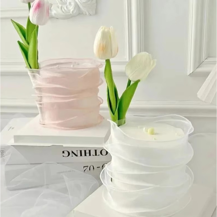 10yards/roll Fishtail Yarn Wave Sheer Chiffon Organza Ribbons Gift Box Packaging Bouquet Wrapping 鱼尾纱波浪纱丝带 (2971L)