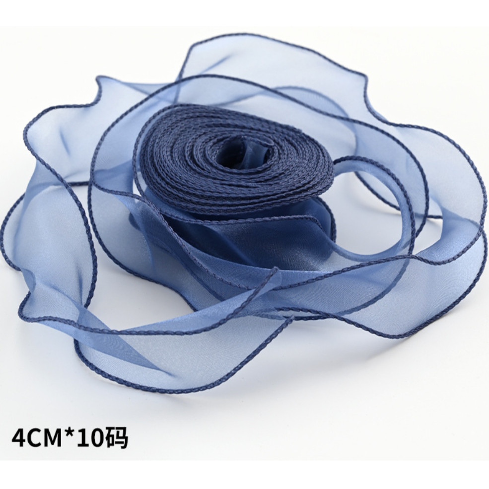 10yards/roll Fishtail Yarn Wave Sheer Chiffon Organza Ribbons Gift Box Packaging Bouquet Wrapping 鱼尾纱波浪纱丝带 (2971L) - Image 14