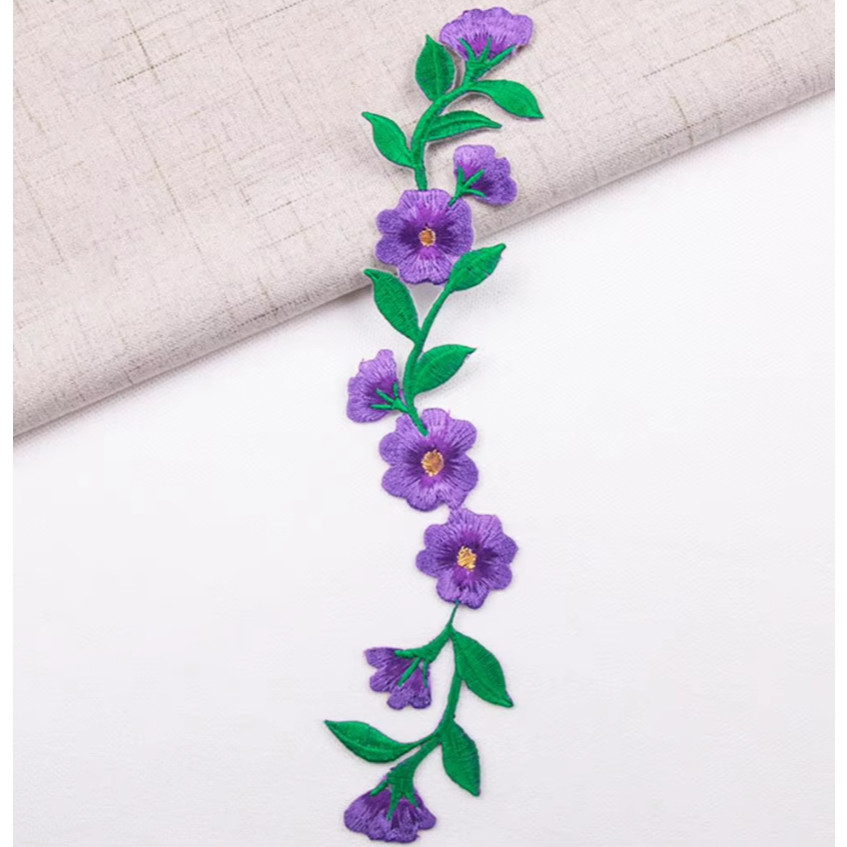 New Style Embroidered Flower Waistband Collar DIY Decorative Long Flower Pattern Patch Clothing Accessories 刺绣布贴 (4008L) - Image 15