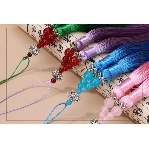 Jade Bead Tassel Polyester Silk Tassels DIY Crafts Tassel Jewelry Making Home Decor Pendant Embellish Fringe (3076L) - Image 3