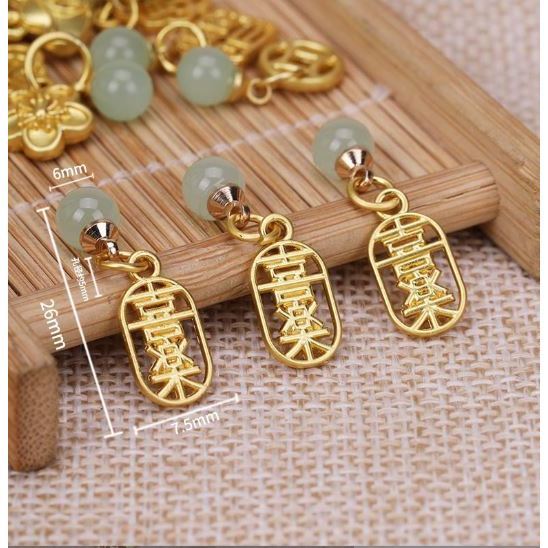Jade Green Fortune Brand Pendant Color-preserving Ancient Golden Fortune Brand Bracelet Pendant DIY (3080L) - Image 10