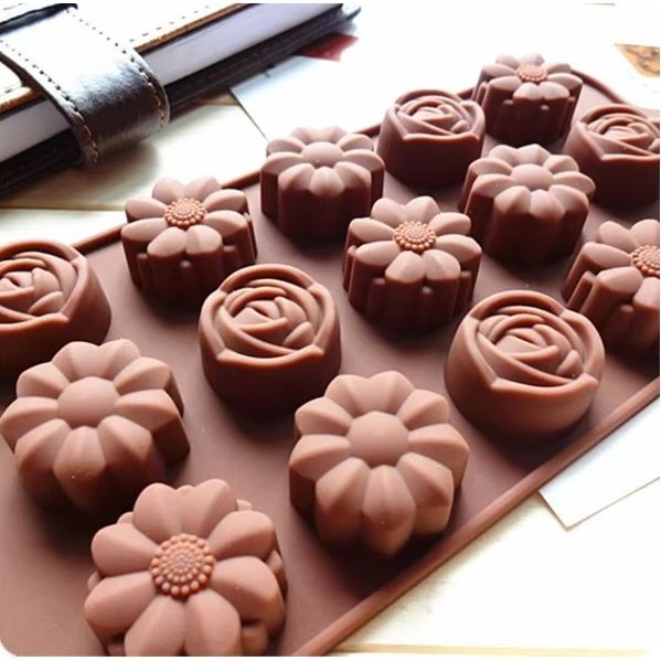 15 & 12 Flower Chocolate Silicone Mold Ice Cube Tray Jelly Pudding Baking Mould Cake Decoration Cupcake Topper (3023L) - Image 6