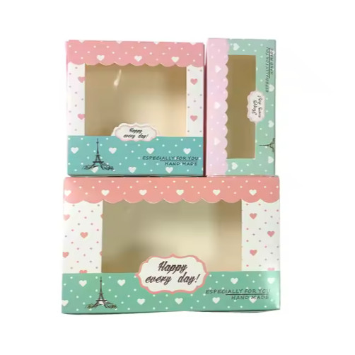 Kraft Paper Boxes For Packaging Cupcake Pink Window Flower Gift Wedding Bags For Cake Candy Cookies Toy Party (3151L) - Image 5