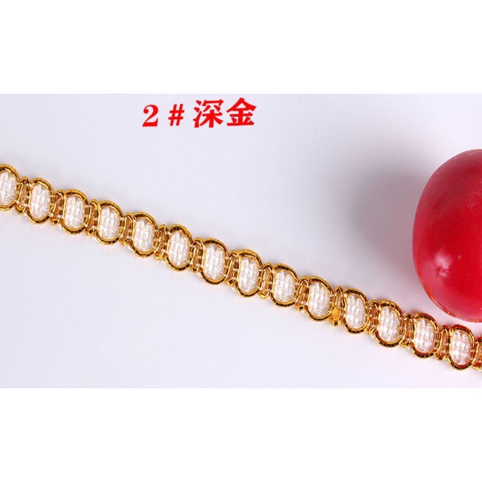 1yard 5mm Cute Gold Silver Line Fabric Dotted Wavy Centipede Belt Lace Trim Clothing Home Textiles 小香风花边 辅料金色花边(2086L) - Image 6