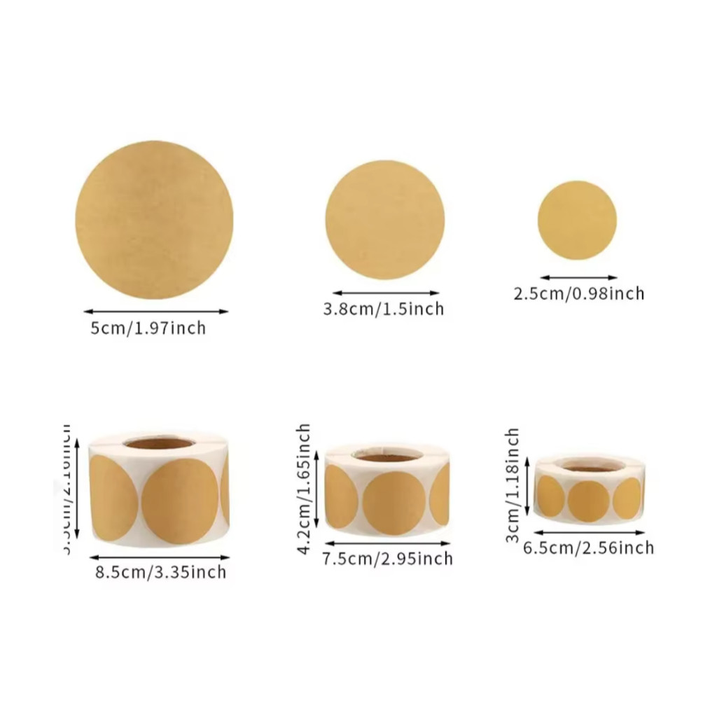 2 Inch Circle Thermal Sticker Labels Self-Adhesive Round Direct Thermal Multi-Purpose 牛皮纸圆形不干胶贴 (3017L) - Image 3