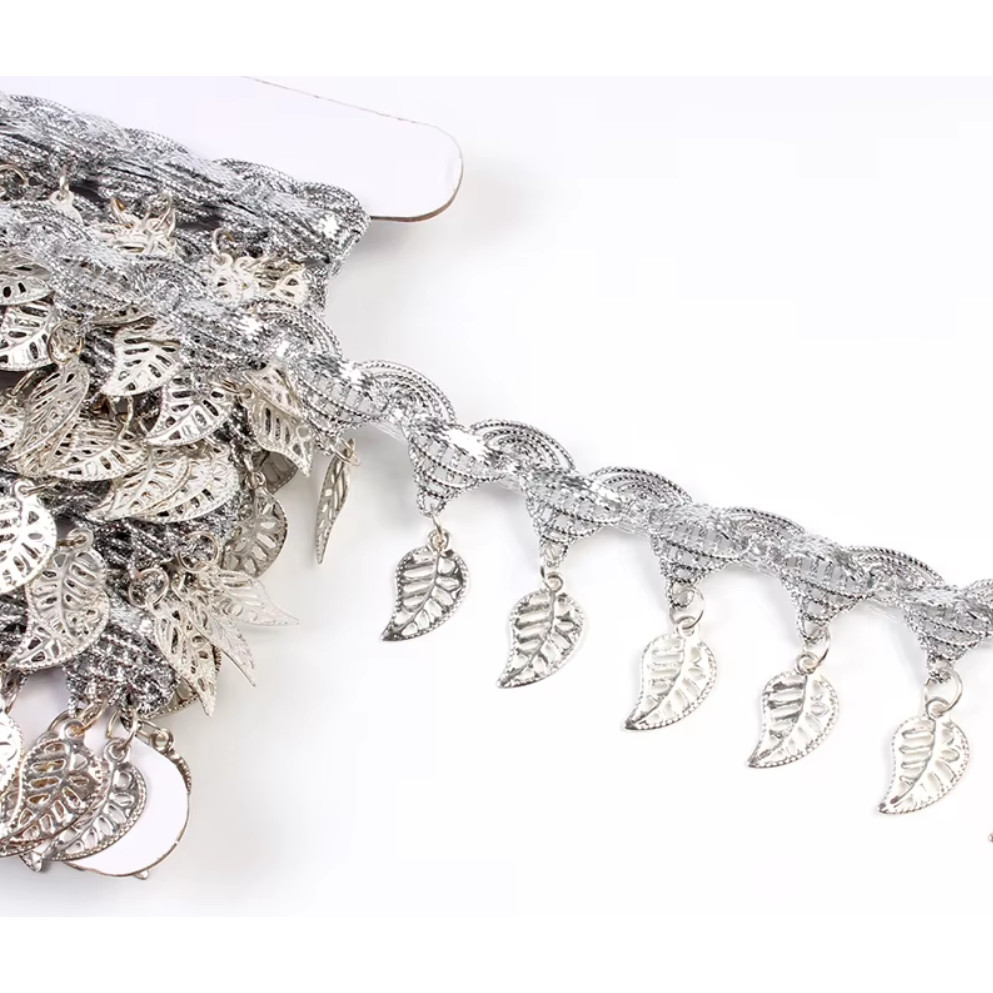 1yard Fringe Sequins Paillette Tassel Ribbon Braided Gold Lace Dancing Performance Suits Wedding 手工金色吊坠花边 (4003L) - Image 8