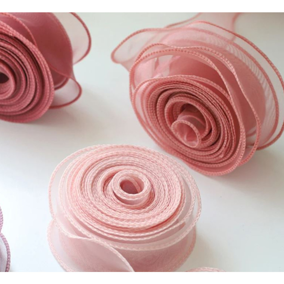 10yards/roll Fishtail Yarn Wave Sheer Chiffon Organza Ribbons Gift Box Packaging Bouquet Wrapping 鱼尾纱波浪纱丝带 (2971L) - Image 6