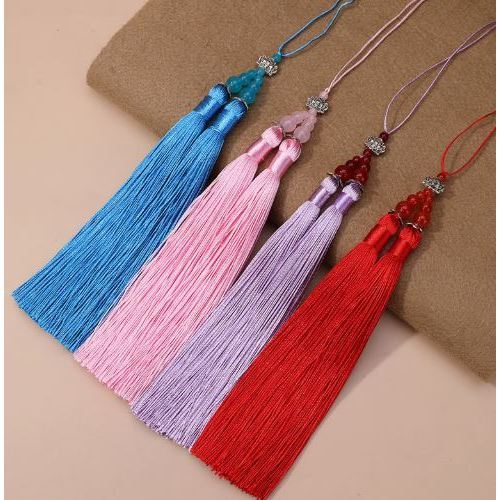 Jade Bead Tassel Polyester Silk Tassels DIY Crafts Tassel Jewelry Making Home Decor Pendant Embellish Fringe (3076L) - Image 2