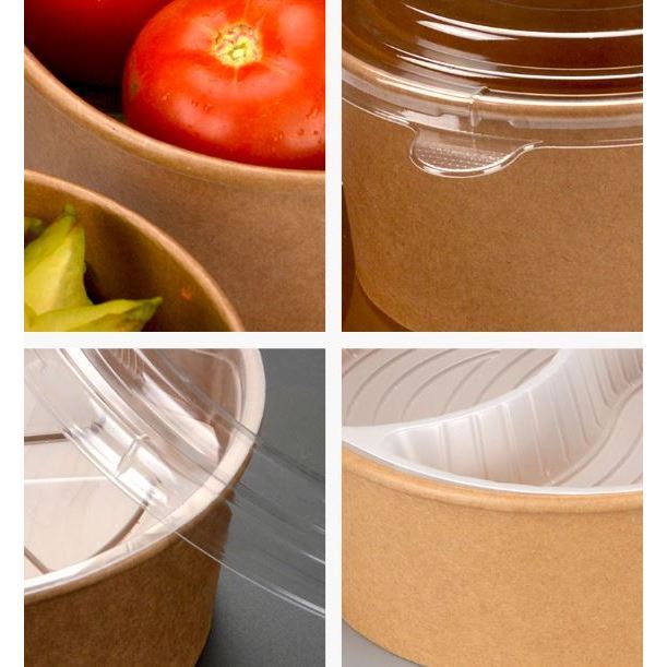 900ML/1150ML Brown Paper Bowl with Lids, Disposable Bowls for Salad, Soup, Hot/Cold Food-Microwave & Freezer Safe(3098L) - Image 6
