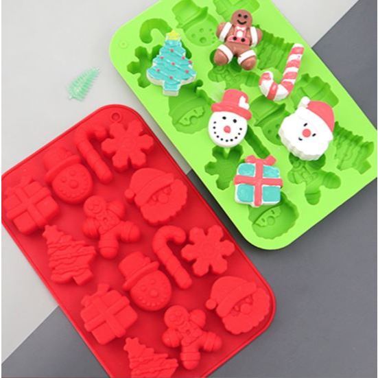 14 Cavities Silicone Christmas Tree Snowman Shapes Cake Mould Chocolate Candy Pan Soap Moulds Ice Cube Tray(3127L) - Image 3