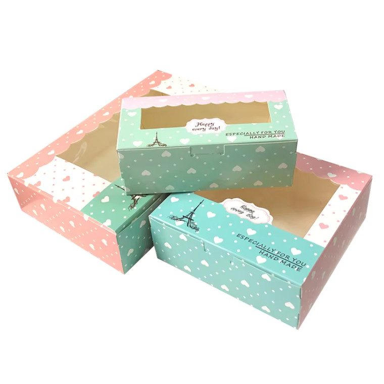 Kraft Paper Boxes For Packaging Cupcake Pink Window Flower Gift Wedding Bags For Cake Candy Cookies Toy Party (3151L) - Image 4