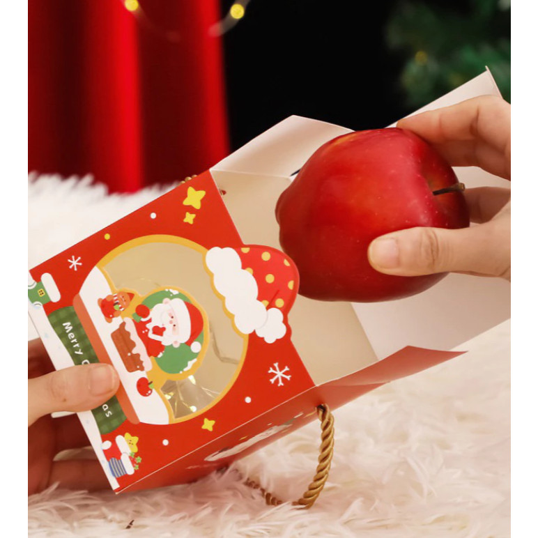 1pc New Christmas apple box open window cute handheld children's candy bags cartoon Christmas Eve gift box(3158L) - Image 3