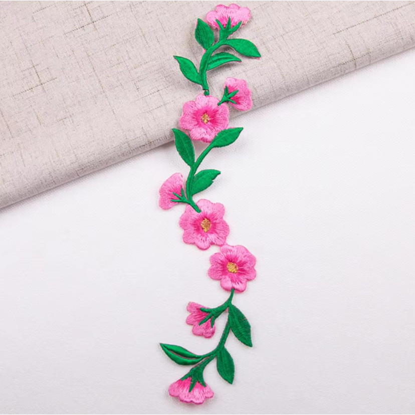 New Style Embroidered Flower Waistband Collar DIY Decorative Long Flower Pattern Patch Clothing Accessories 刺绣布贴 (4008L) - Image 13