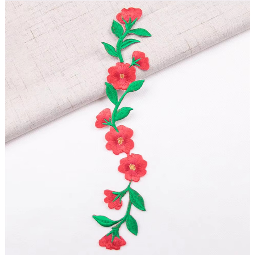 New Style Embroidered Flower Waistband Collar DIY Decorative Long Flower Pattern Patch Clothing Accessories 刺绣布贴 (4008L) - Image 16