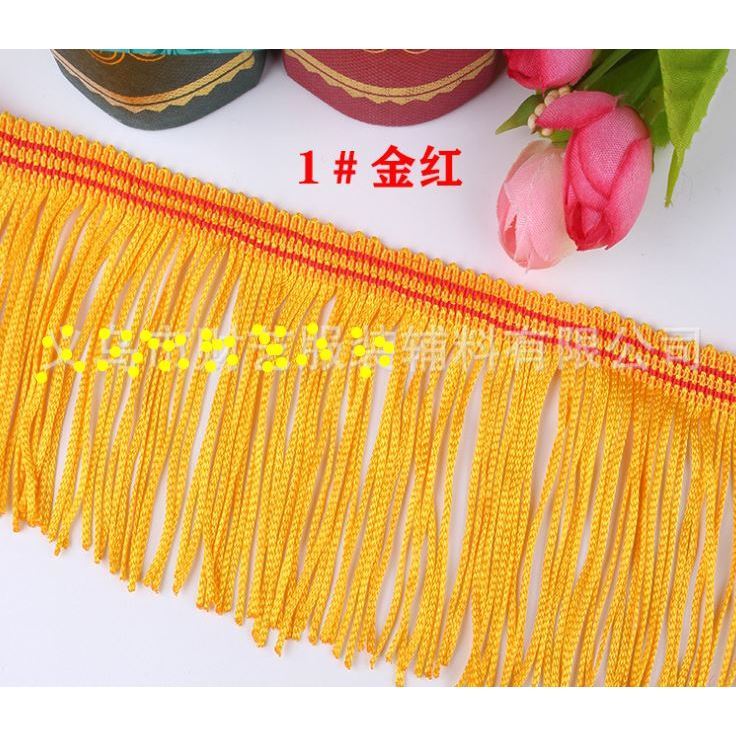 1yard Gold/Red 5~15cm Long Fringe Lace Tassel Polyester Lace Trim Ribbon Sew Latin Dress Stage Garment 涤纶扫把排须花边(2684L) - Image 12