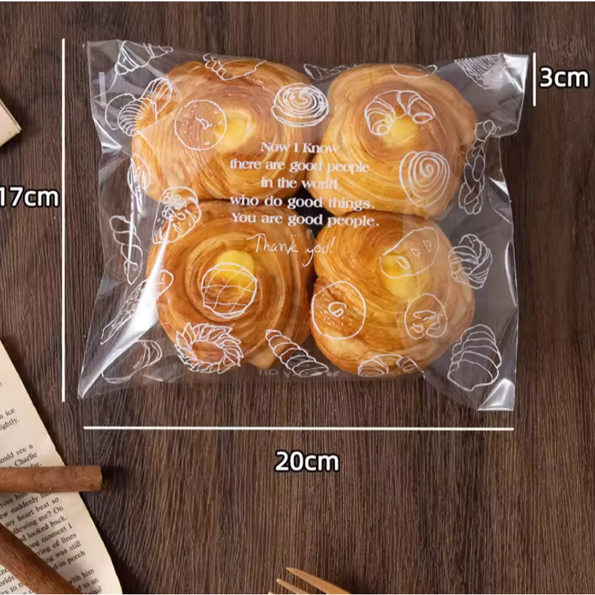 20pcs Clear Self-sealing Bags For Bakery Breads, Doughnuts, Croissants, Disposable Packaging For Kitchen 透明面包包装袋(4011L) - Image 12