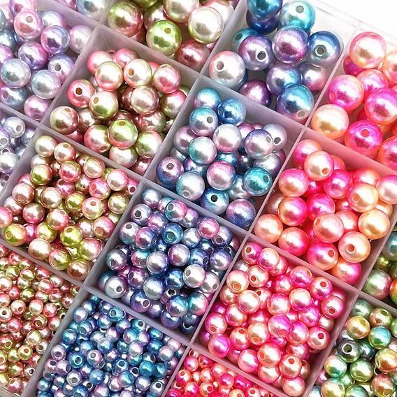 8/10mm Gradient Mermaid Acrylic Beads Plastic With Hole Loose Spacer Beads For Diy Jewelry Making Findings (3099L)