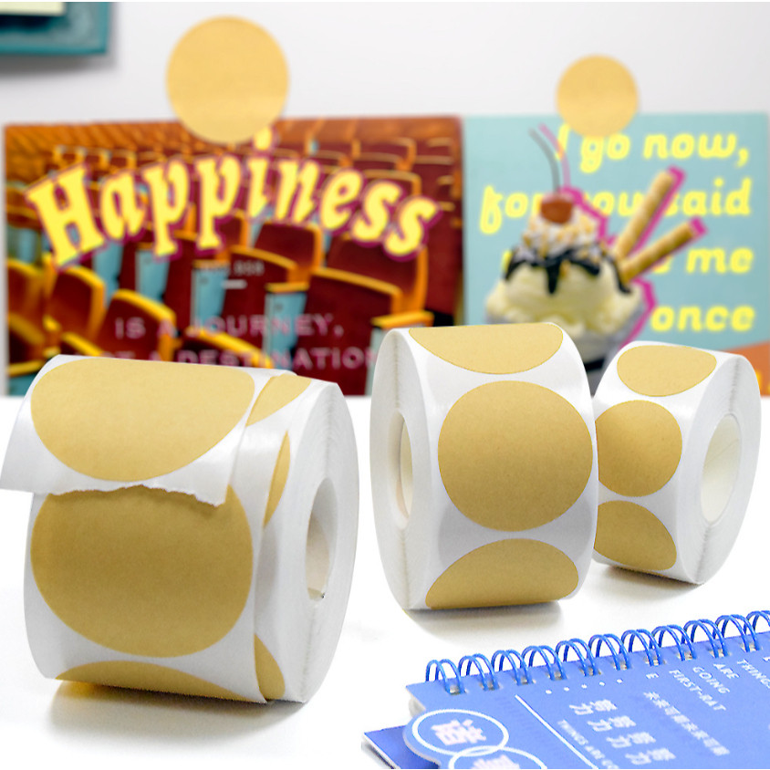 1.5inch Round Brown Label Stickers Reusable Waterproof Stickers for Containers Jars Mason Spice 牛皮纸圆形不干胶贴 (3015L)