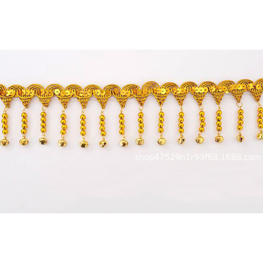 1yard 6.5cm Gold Silver Lace Bell Pendant National Wind Gold Sequins Lace Pendant Gold Bell Dress 铃铛吊坠花边 (4002L) - Image 7