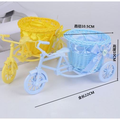 White Bicycle Decorative Flower Basket Wedding Decoration Plastic Tricycle Design Pot Storage Party(3062L) - Image 5