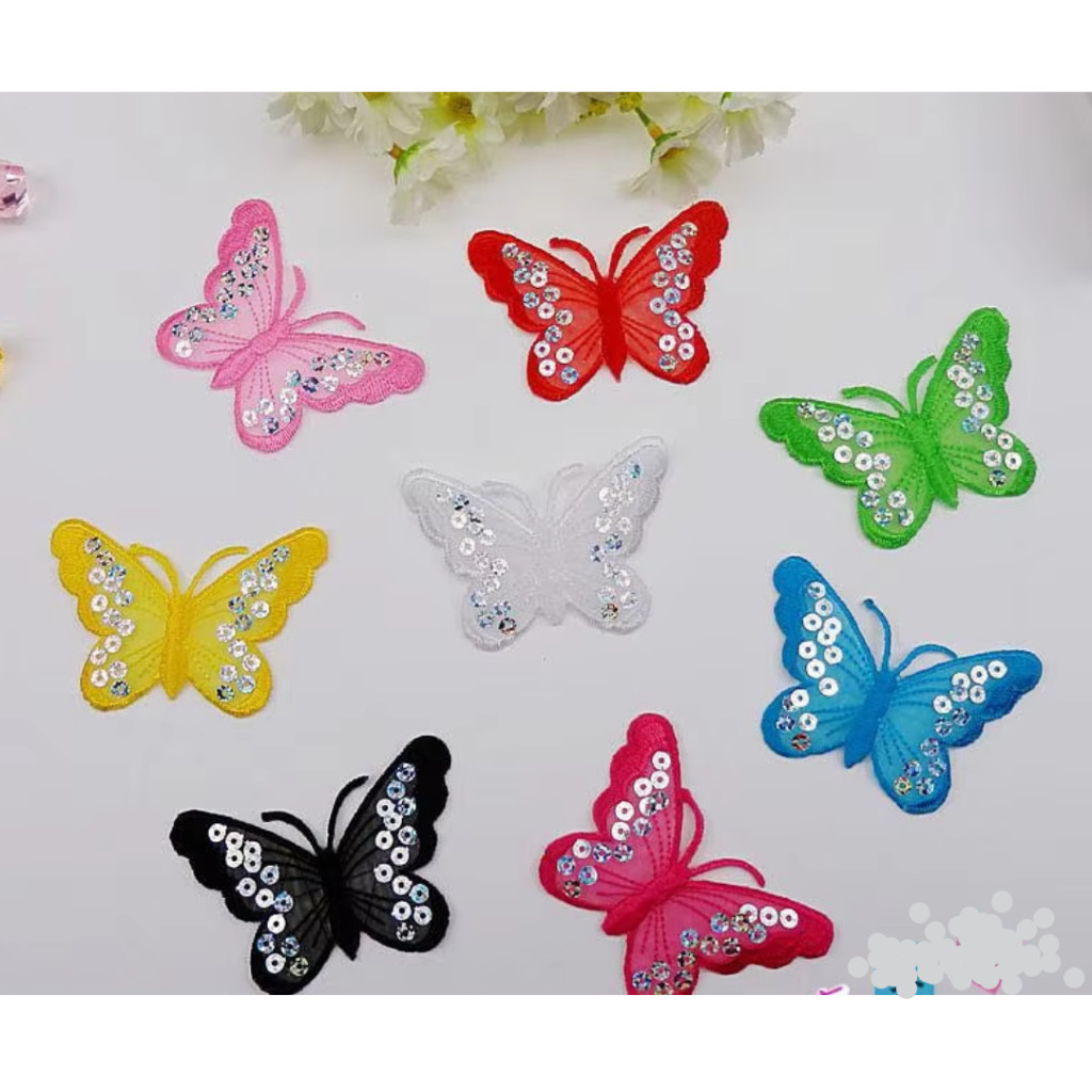 1pc Mixing Sequins Patch Embroidered Butterfly Iron On Patches For Clothing Badge Sticker Apparel Accessories刺绣蝴蝶(4007L) - Image 6