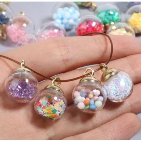 21x16mm Transparent Glass Ball Charms Pendant with Tiny Rhinestones Star Sequins Foam for Necklace Jewelry DIY(3101L) - Image 2