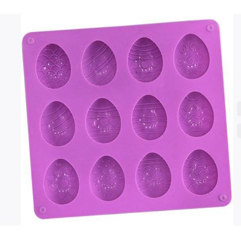12 Cavity Easter Egg Shaped Chocolate Mold, Non-stick Jello Egg Mold Silicone Baking Mold for DIY Cake Decoration(3135L) - Image 6